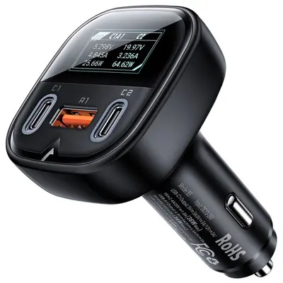 Car charger Acefast B5, 100W, 5A, 1xUSB-A,2xUSB-C, Black